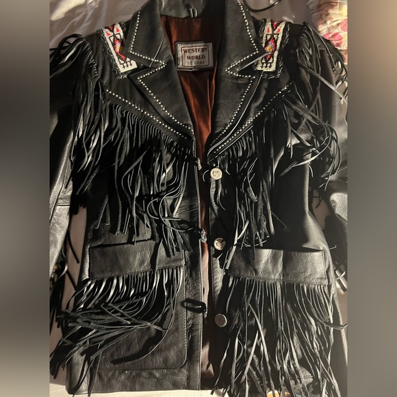 One of a Kind! Vintage Leather Fringe Jacket Blazer - Picture 2 of 5